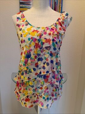 Yoana Baraschi Multicolor Polka Dot Ruffle Camisole - White Base